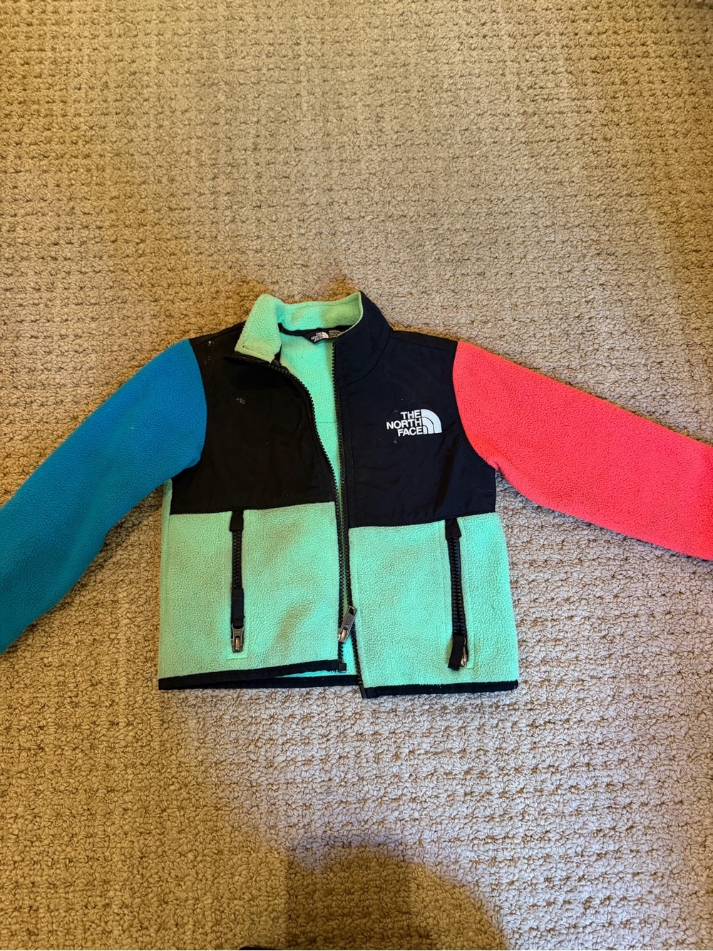 The North Face Colorblock Fleece Jacket - Mint, Teal & Coral Sleeves